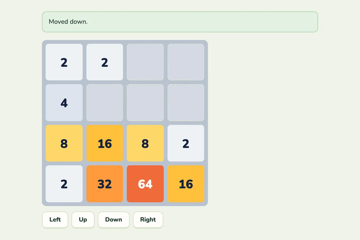 Screenshot of 2048 being played