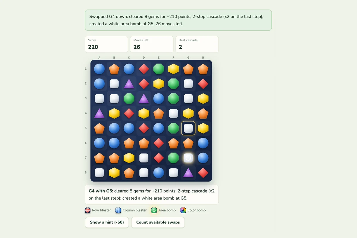 Screenshot of Gem Swap being played