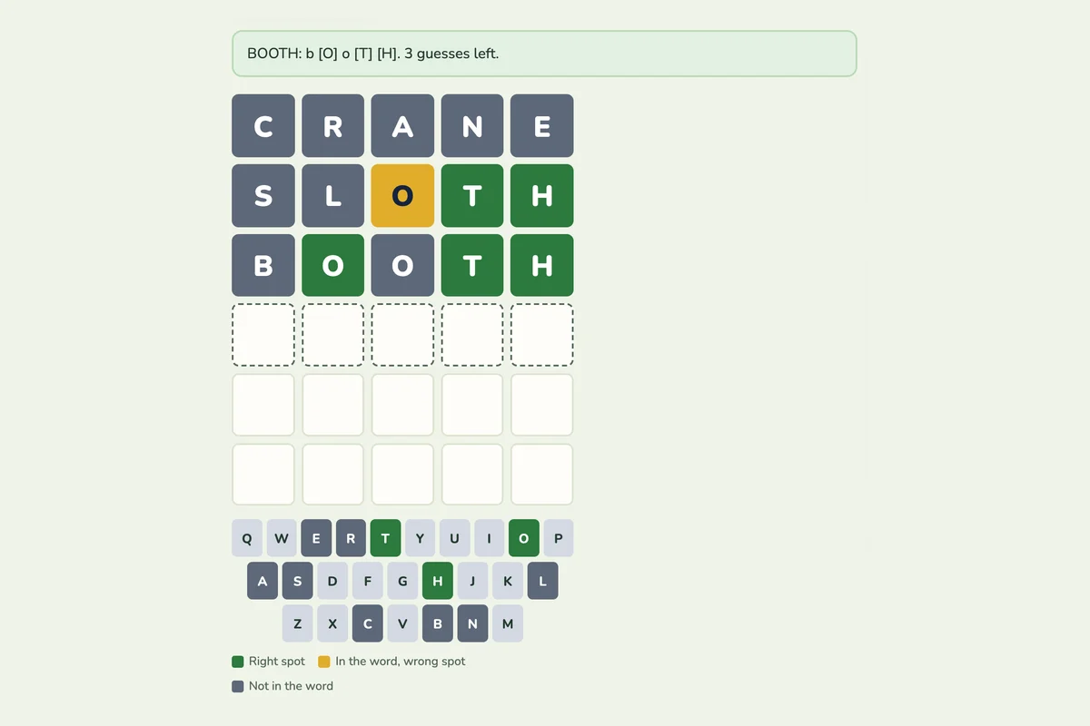 Screenshot of Six Tries being played